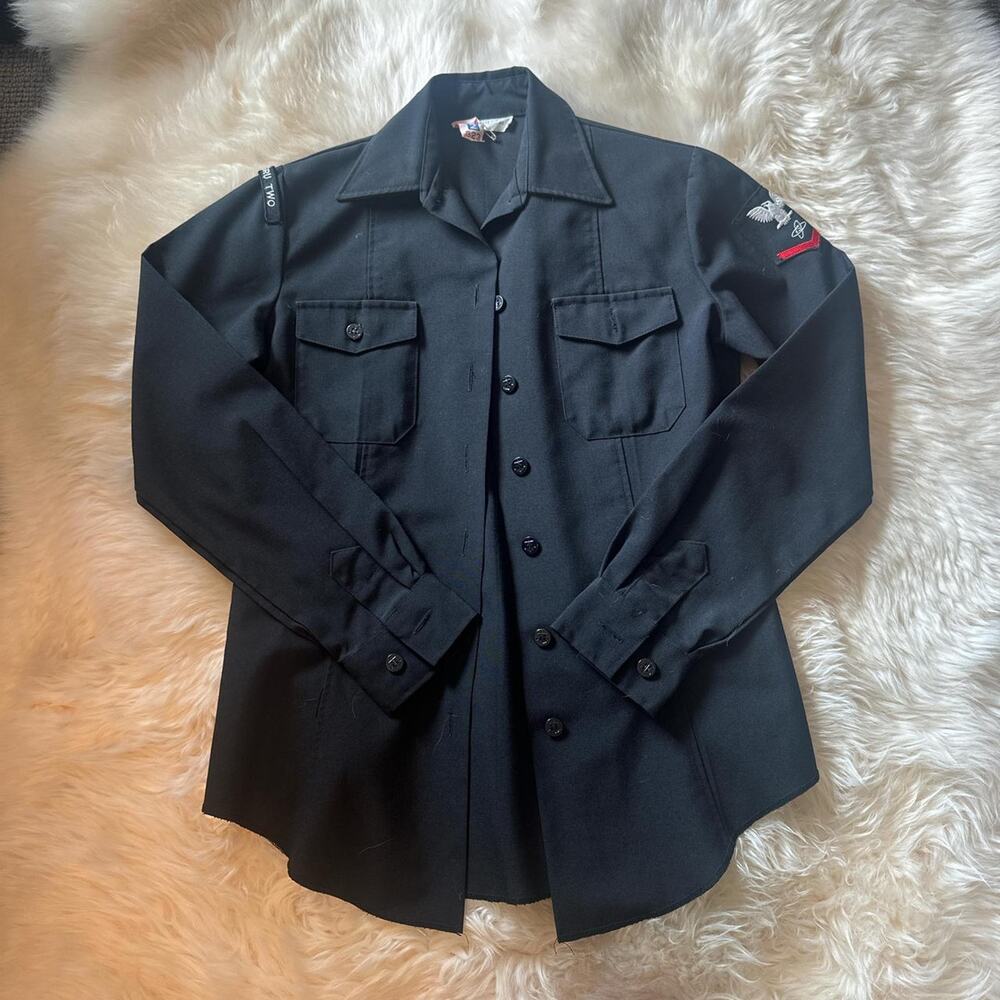 Vintage womens navy dress shirt